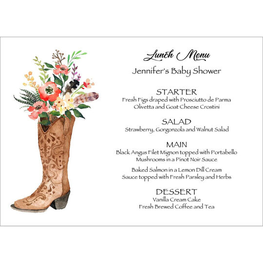 Western Boot Menus